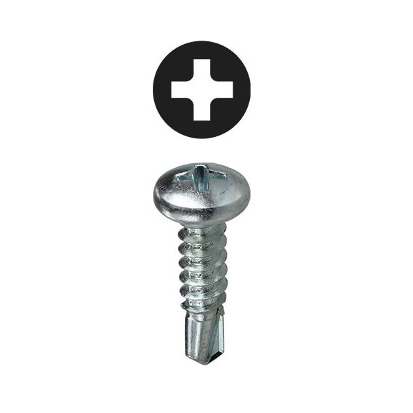 Self Drilling Screw Kit, Zinc Plated Finish, Carbon Steel, Pan Head Phillips Drive